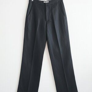 Helmut Lang Black Ramie Straight-Leg Pants | Size 2 | 34” Inseam